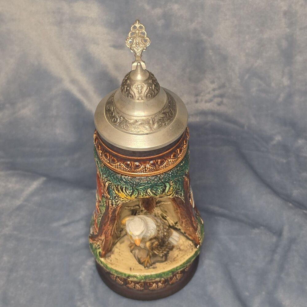 King Tierwelt Wildlife Limited Edition 3D Eagle Beer Stein Pewter Lid Numbered